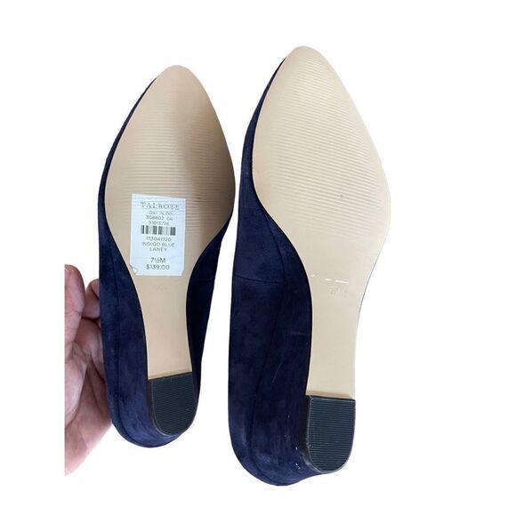 Talbots Womens Indigo Blue Suede Slip On Laney Wedge Heels Pump Shoes Size 7.5M - Picture 7 of 11